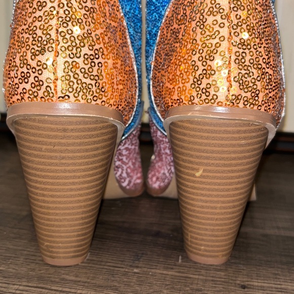 Cape Robbin Cowboy Western Ankle Heeled Boots Pointy Toe Sequin Slip-On NWOB 7.5 - Picture 6 of 13